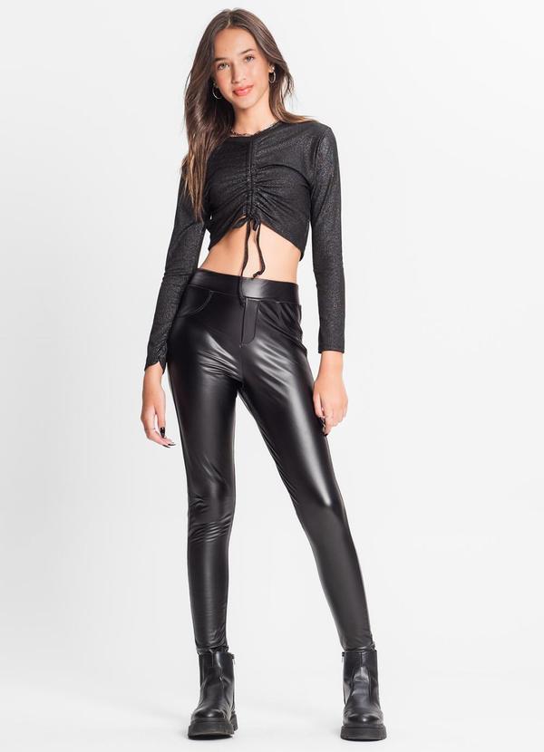 Minty - Blusa Feminina Manga Longa Ribana Canelada Preto 3