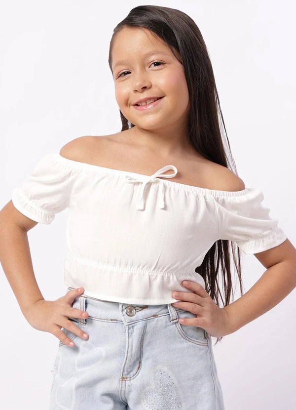 Torra - Blusa Infantil Cropped Ciganinha Branca