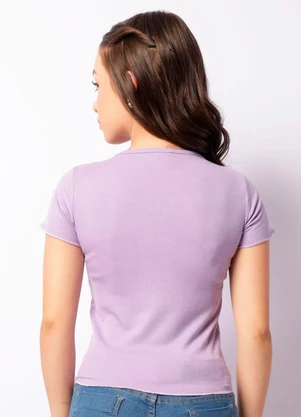 Torra - Blusa Juvenil Algodão Canelada Frufru Lilás - TORRA