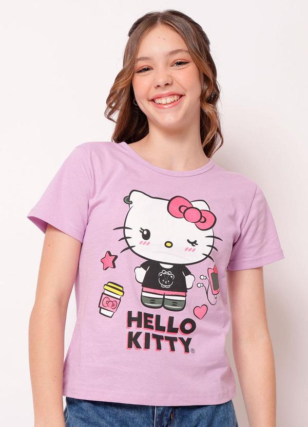 Torra - Blusa Juvenil Algodão Estampa Hello Kitty Lilás
