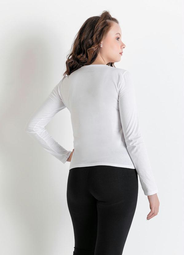 Queima Estoque - Blusa Juvenil Branca com Decote Redondo 2