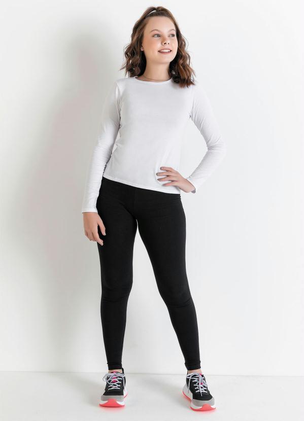 Queima Estoque - Blusa Juvenil Branca com Decote Redondo 3