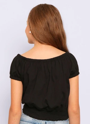 Torra - Blusa Juvenil Ciganinha com Elástico Preta - TORRA