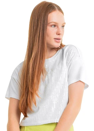 Gloss - Blusa Juvenil com Paetê para Menina Branco - GLOSS
