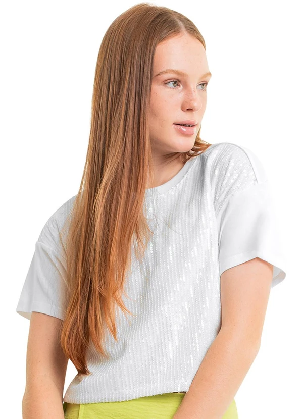 Gloss - Blusa Juvenil com Paetê para Menina Branco