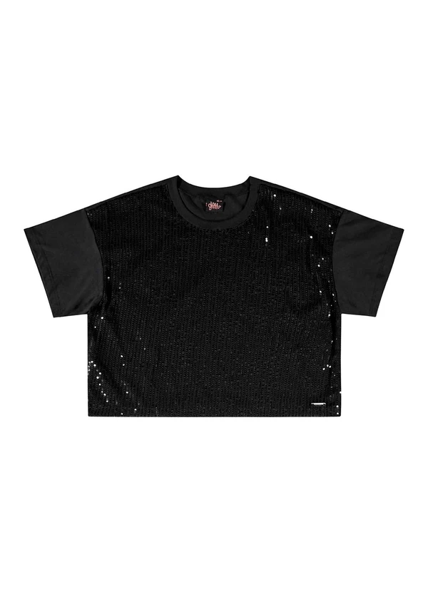 Gloss - Blusa Juvenil com Paetê para Menina Preto 3