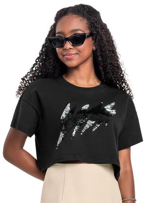 Gloss - Blusa Juvenil com Paetê Preto - GLOSS