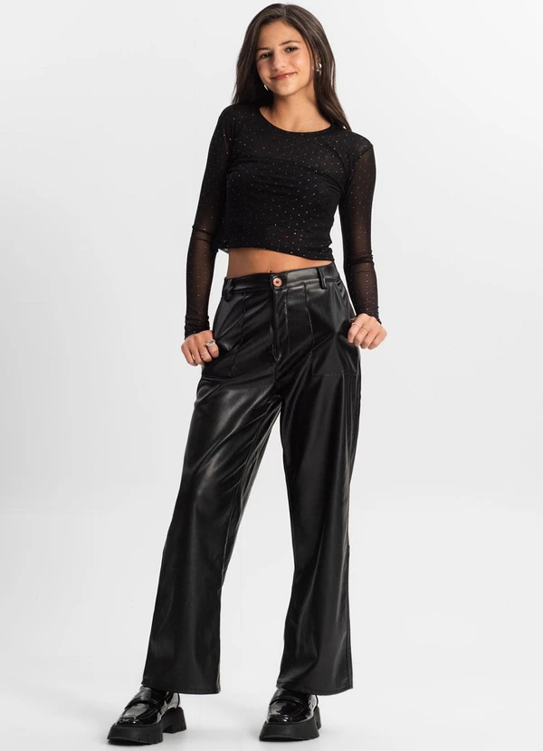 Minty - Blusa Juvenil com Sobreposição Preto 3