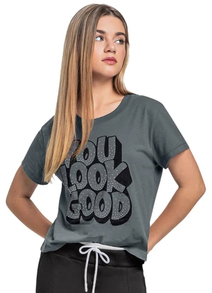 Gloss - Blusa Juvenil com Strass Cinza - GLOSS