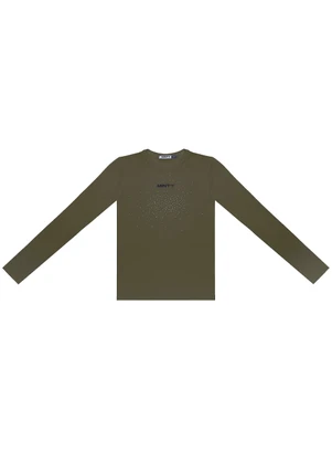 Minty - Blusa Juvenil com Strass Manga Longa Verde - MINTY