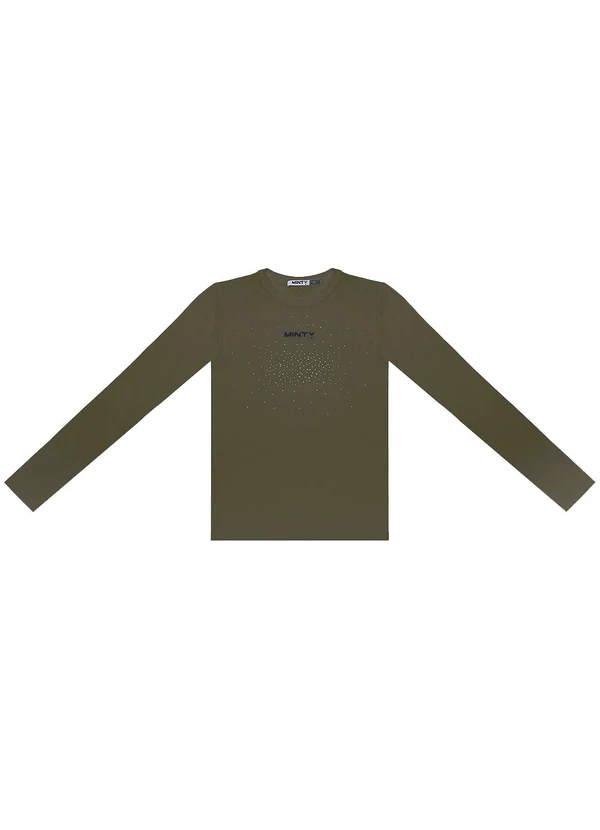 Minty - Blusa Juvenil com Strass Manga Longa Verde