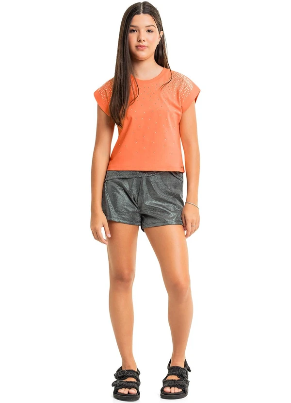 Gloss - Blusa Juvenil com Strass para Menina Laranja 3