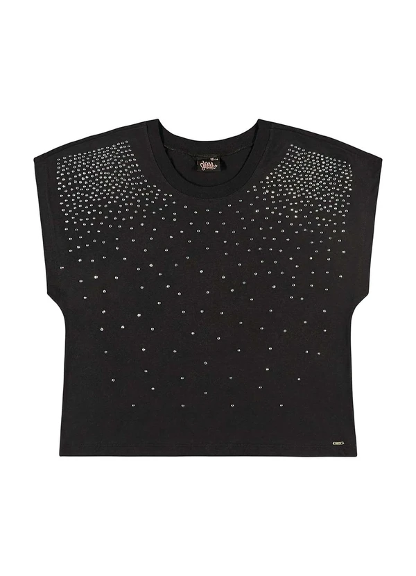 Gloss - Blusa Juvenil com Strass para Menina Preto 3
