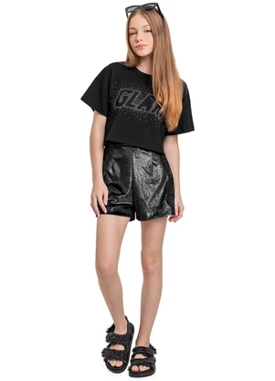 Gloss - Blusa Juvenil com Strass Preto - GLOSS