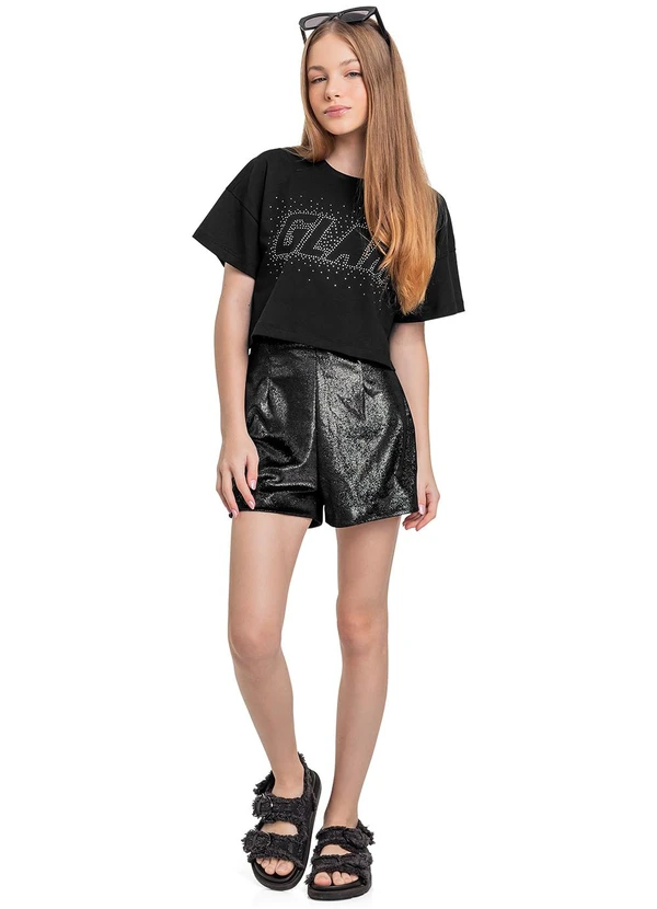 Gloss - Blusa Juvenil com Strass Preto 2