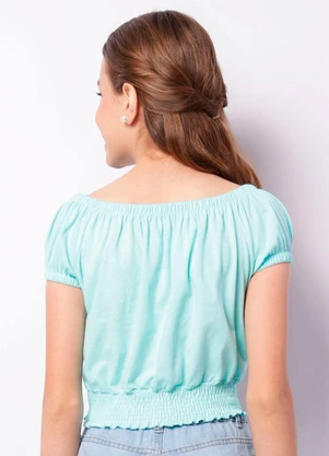Torra - Blusa Juvenil Cropped com Lastex Azul - TORRA