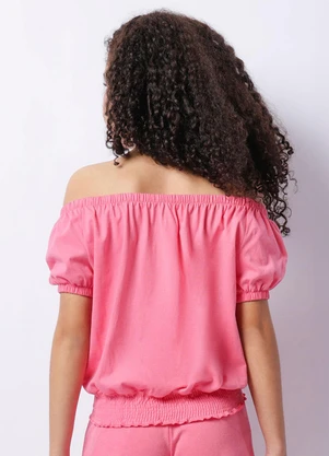 Torra - Blusa Juvenil Cropped com Lastex Rosa - TORRA