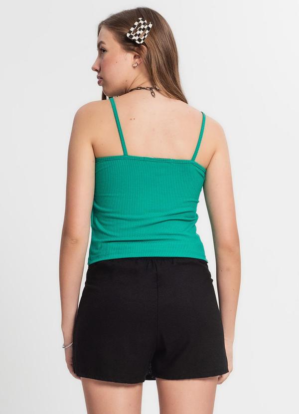 Minty - Blusa Juvenil de Alça em Ribana Canelada Verde 2