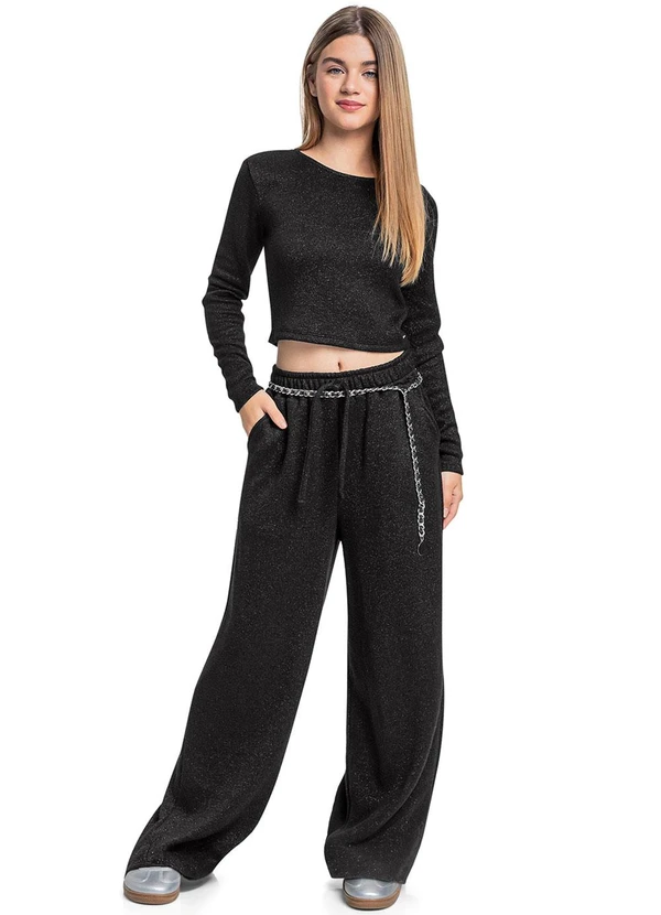 Gloss - Blusa Juvenil em Malha Lurex Preto 3