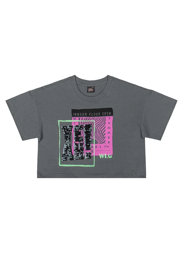 Gloss - Blusa Juvenil Estampada com Paetê Cinza 3