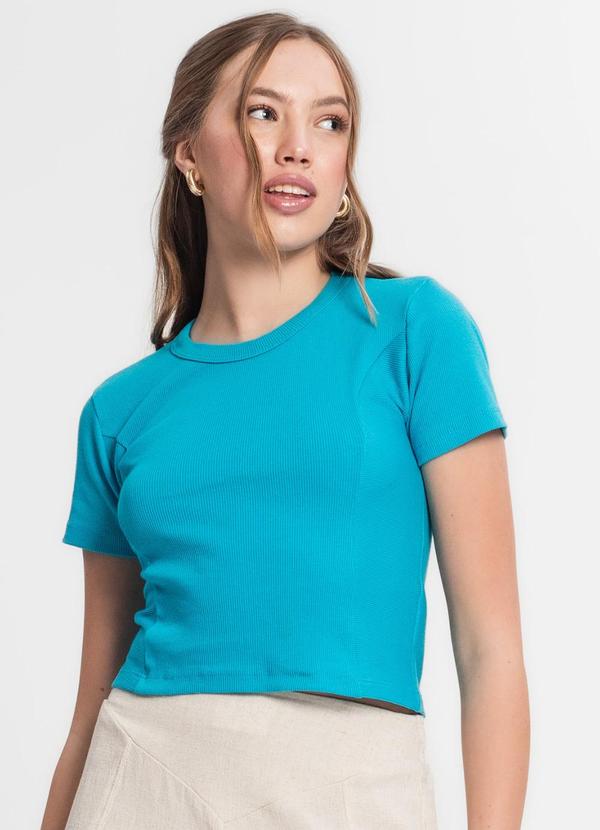 Minty - Blusa Juvenil Feminina em Ribana Azul