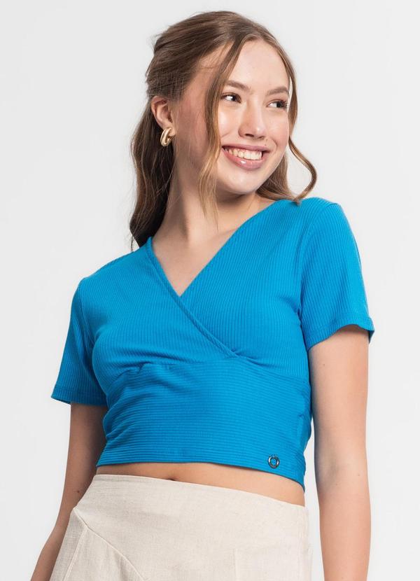 Minty - Blusa Juvenil Feminina em Ribana Canelada Azul