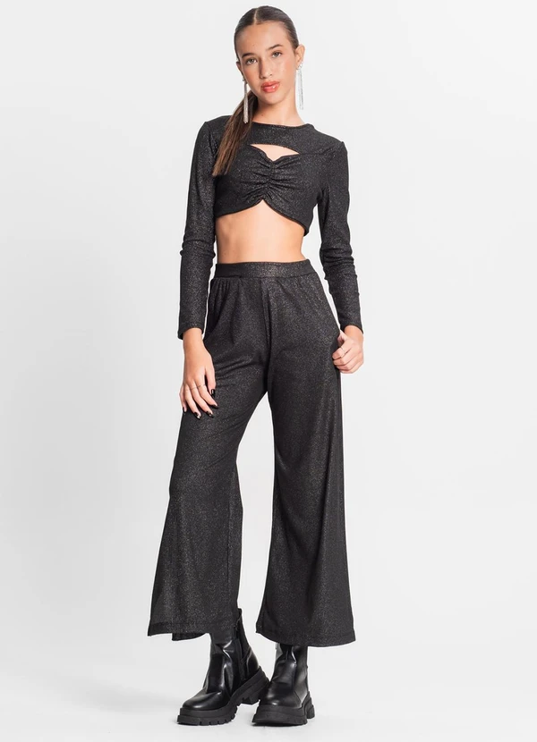 Minty - Blusa Juvenil Feminina em Ribana Canelada Preto 3