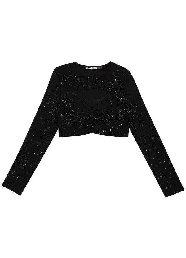 Minty - Blusa Juvenil Feminina em Ribana Canelada Preto 4