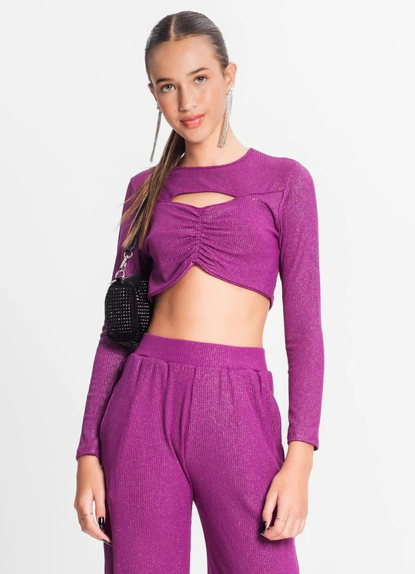 Minty - Blusa Juvenil Feminina em Ribana Canelada Roxo