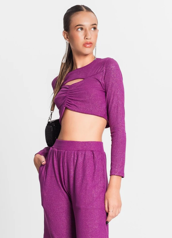 Minty - Blusa Juvenil Feminina em Ribana Canelada Roxo 3