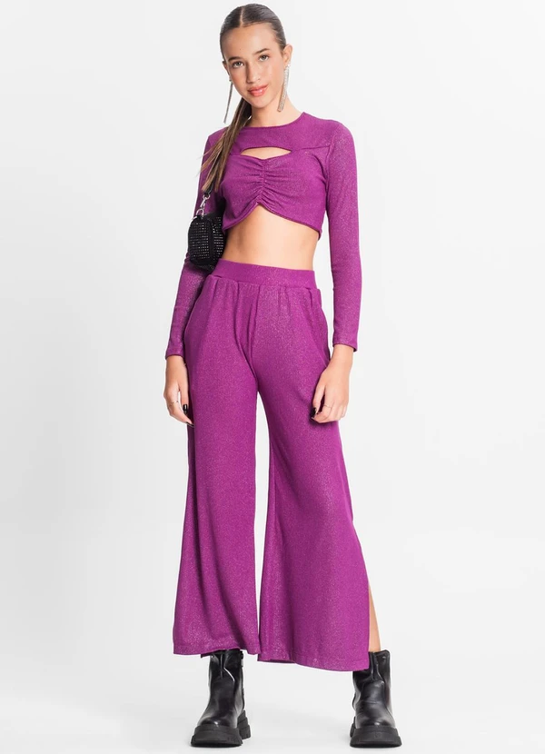 Minty - Blusa Juvenil Feminina em Ribana Canelada Roxo 4