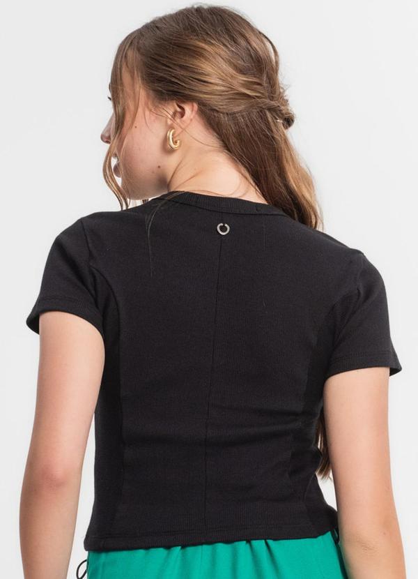 Minty - Blusa Juvenil Feminina em Ribana Preto 2