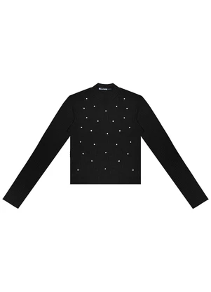 Minty - Blusa Juvenil Feminina em Ribana Preto - MINTY