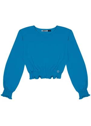 Minty - Blusa Juvenil Feminina Manga Longa Azul - MINTY