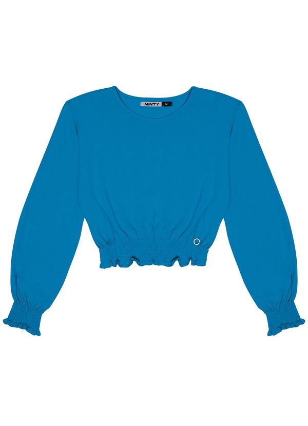 Minty - Blusa Juvenil Feminina Manga Longa Azul