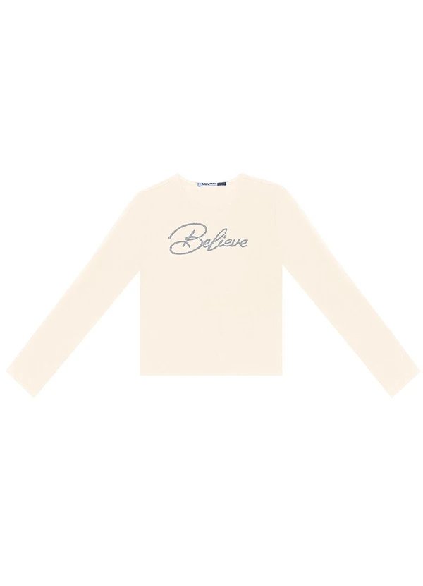 Minty - Blusa Juvenil Feminina Manga Longa Bege