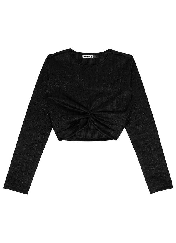 Minty - Blusa Juvenil Feminina Manga Longa Preto