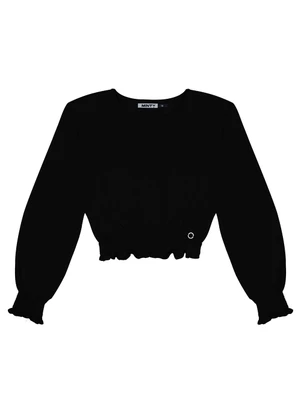 Minty - Blusa Juvenil Feminina Manga Longa Preto - MINTY