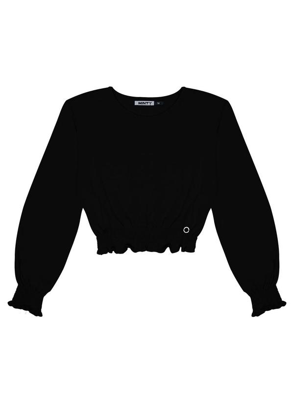 Minty - Blusa Juvenil Feminina Manga Longa Preto