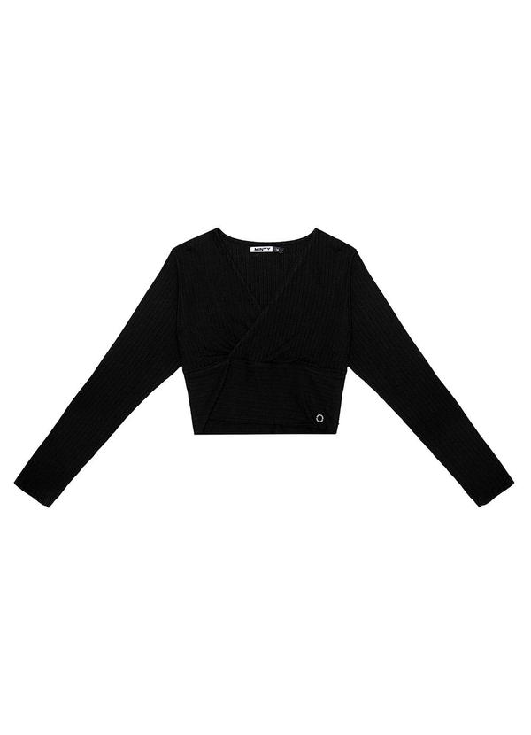 Minty - Blusa Juvenil Feminina Manga Longa Preto