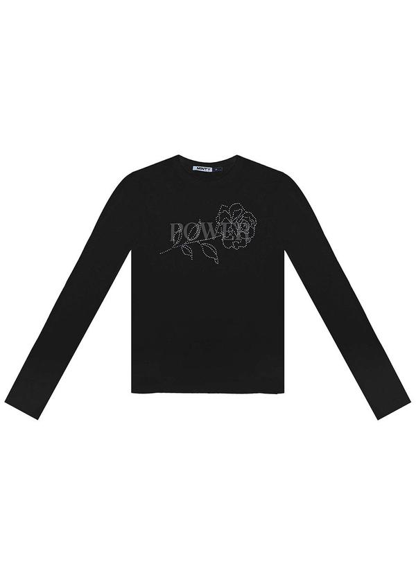 Minty - Blusa Juvenil Feminina Manga Longa Preto