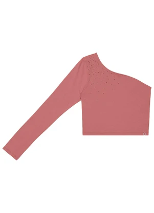 Minty - Blusa Juvenil Feminina um Ombro Só Rosa - MINTY