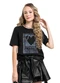Gloss - Blusa Juvenil Fragile Manga Curta Preto - variação:  