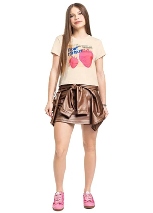 Gloss - Blusa Juvenil Fruit Market em Algodão Bege - GLOSS