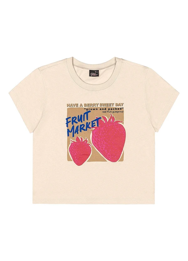 Gloss - Blusa Juvenil Fruit Market em Algodão Bege 3