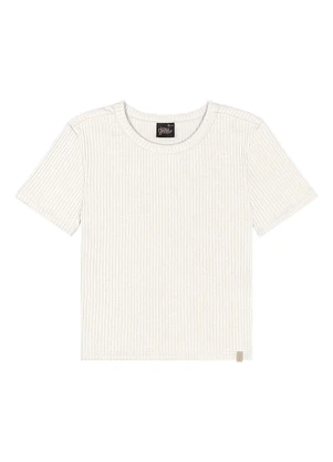 Gloss - Blusa Juvenil Manga Curta Ribana Branco - GLOSS