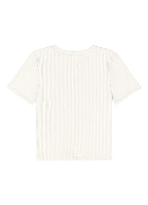 Gloss - Blusa Juvenil Manga Curta Ribana Branco - GLOSS