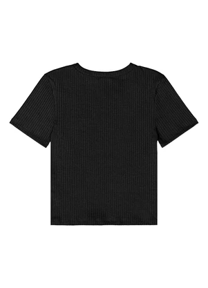 Gloss - Blusa Juvenil Manga Curta Ribana Preto - GLOSS
