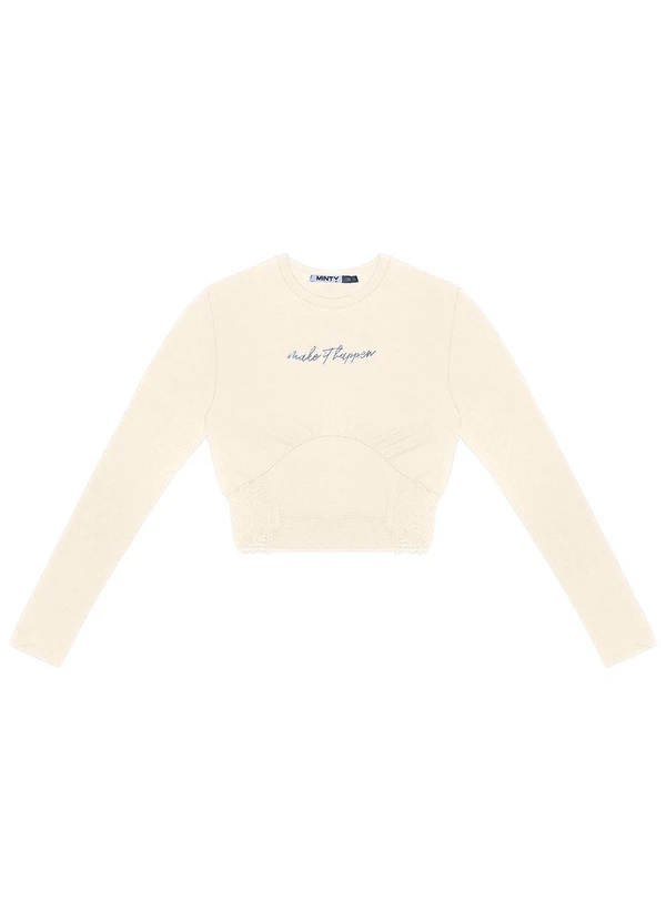 Minty - Blusa Juvenil Manga Longa Bege