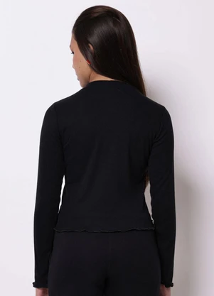 Torra - Blusa Juvenil Manga Longa Canelada Preta - TORRA